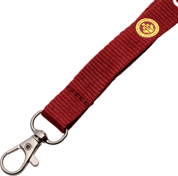 Maroon woven lanyard with a silver swivel hook and a circular Christ the Teacher Catholic School logo.